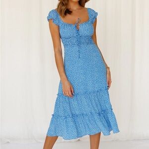 Hello Molly Blue and White Midi Dress